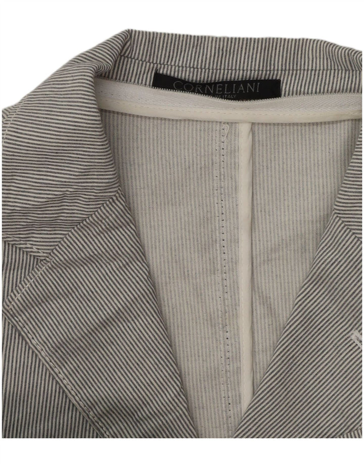 Corneliani Mens 3 Button Blazer Jacket UK 36 Small Grey Pinstripe