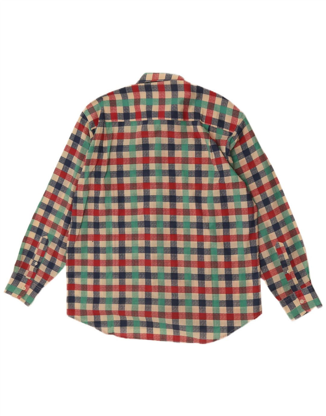 Vintage Mens Shirt Large Multicoloured Gingham Polyester