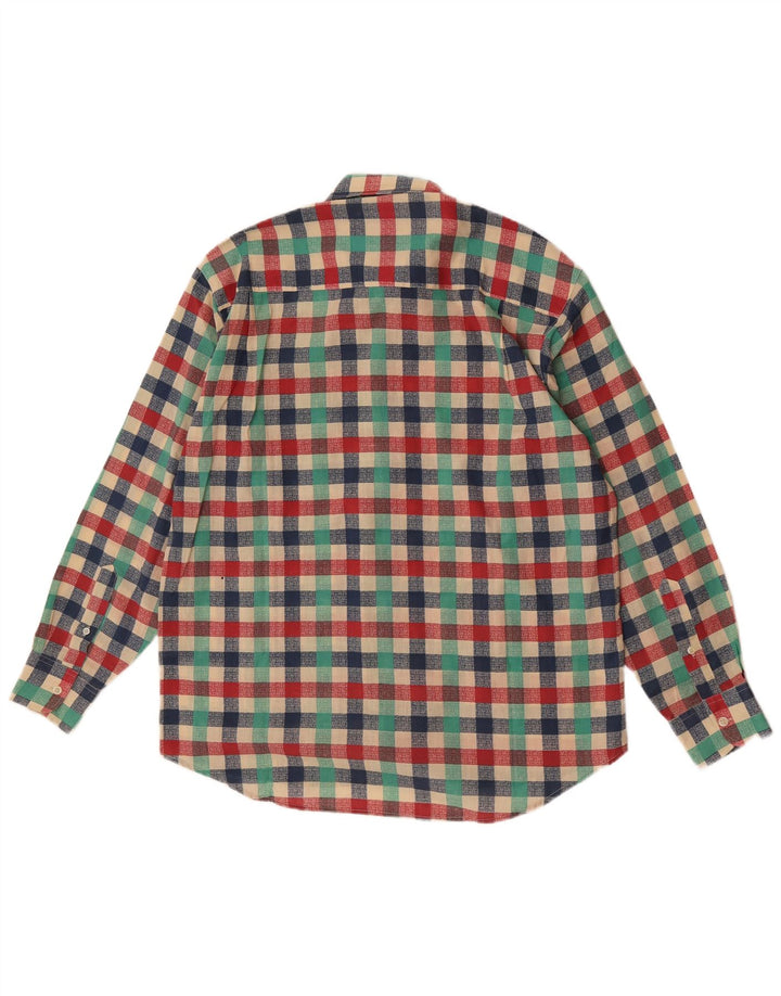 Vintage Mens Shirt Large Multicoloured Gingham Polyester
