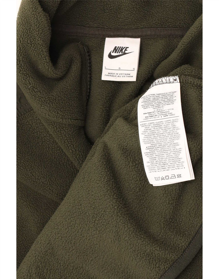 Nike Mens Zip Neck Fleece Jumper Large Khaki Polyester