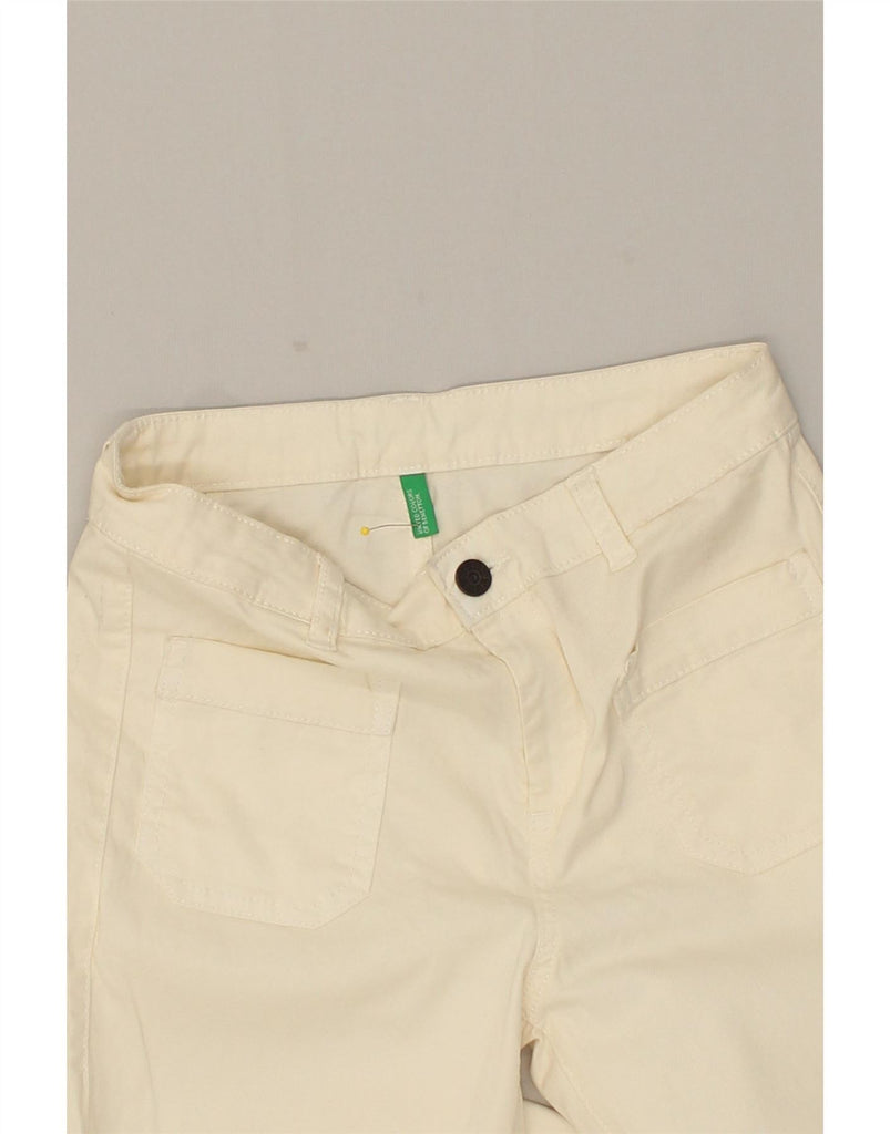 BENETTON Womens Flare Casual Trousers W26 L35 Off White Cotton Vintage Benetton and Second-Hand Benetton from Messina Hembry 