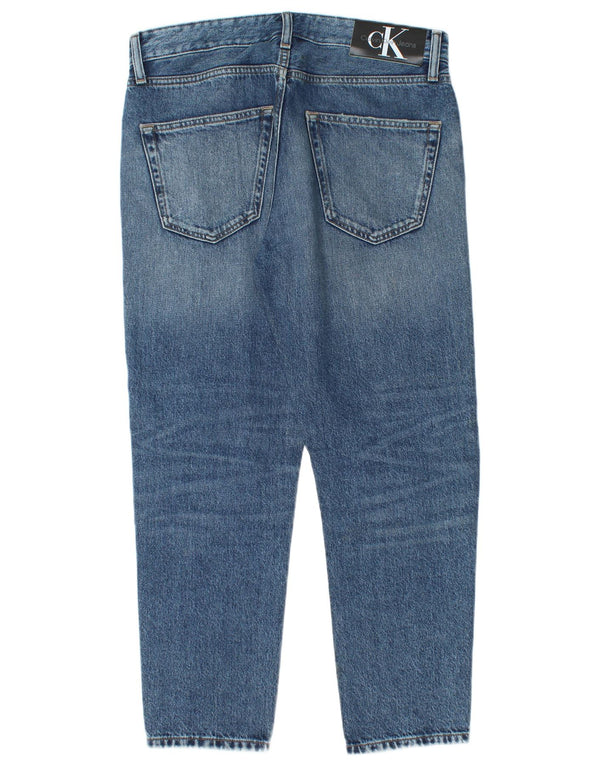 Calvin Klein Mens Distressed Tapered Jeans W30 L27 Blue Cotton