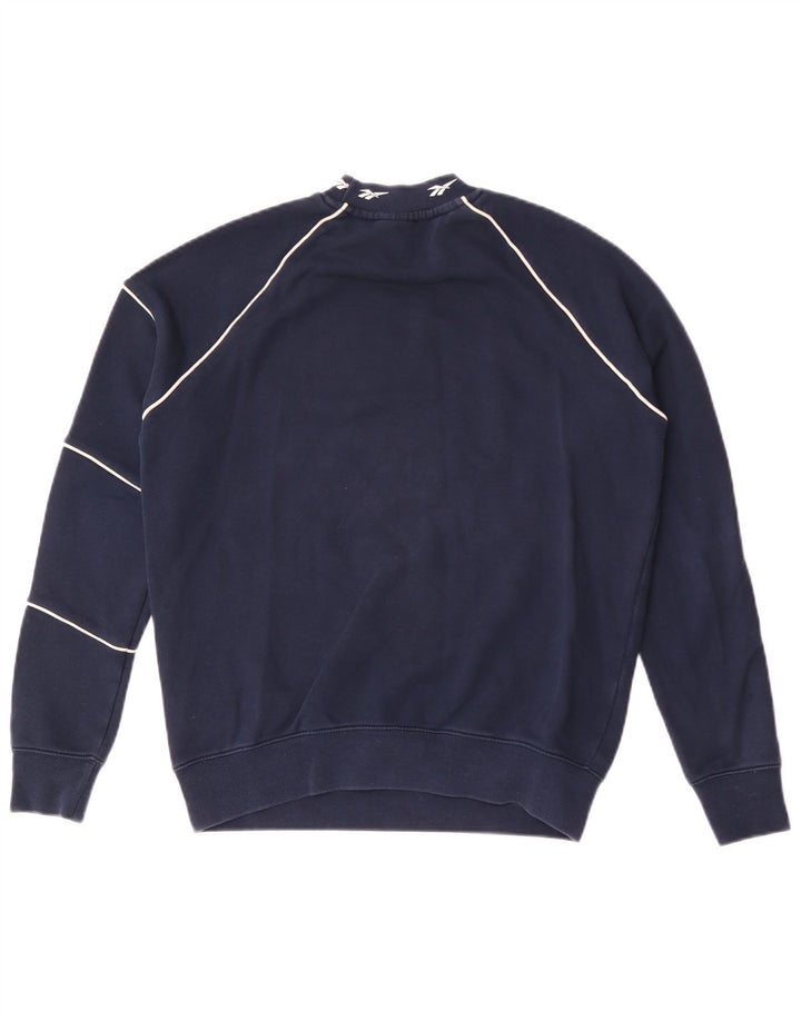 Reebok Womens Graphic Oversized Sweatshirt Jumper UK 4/6 XS Navy Blue