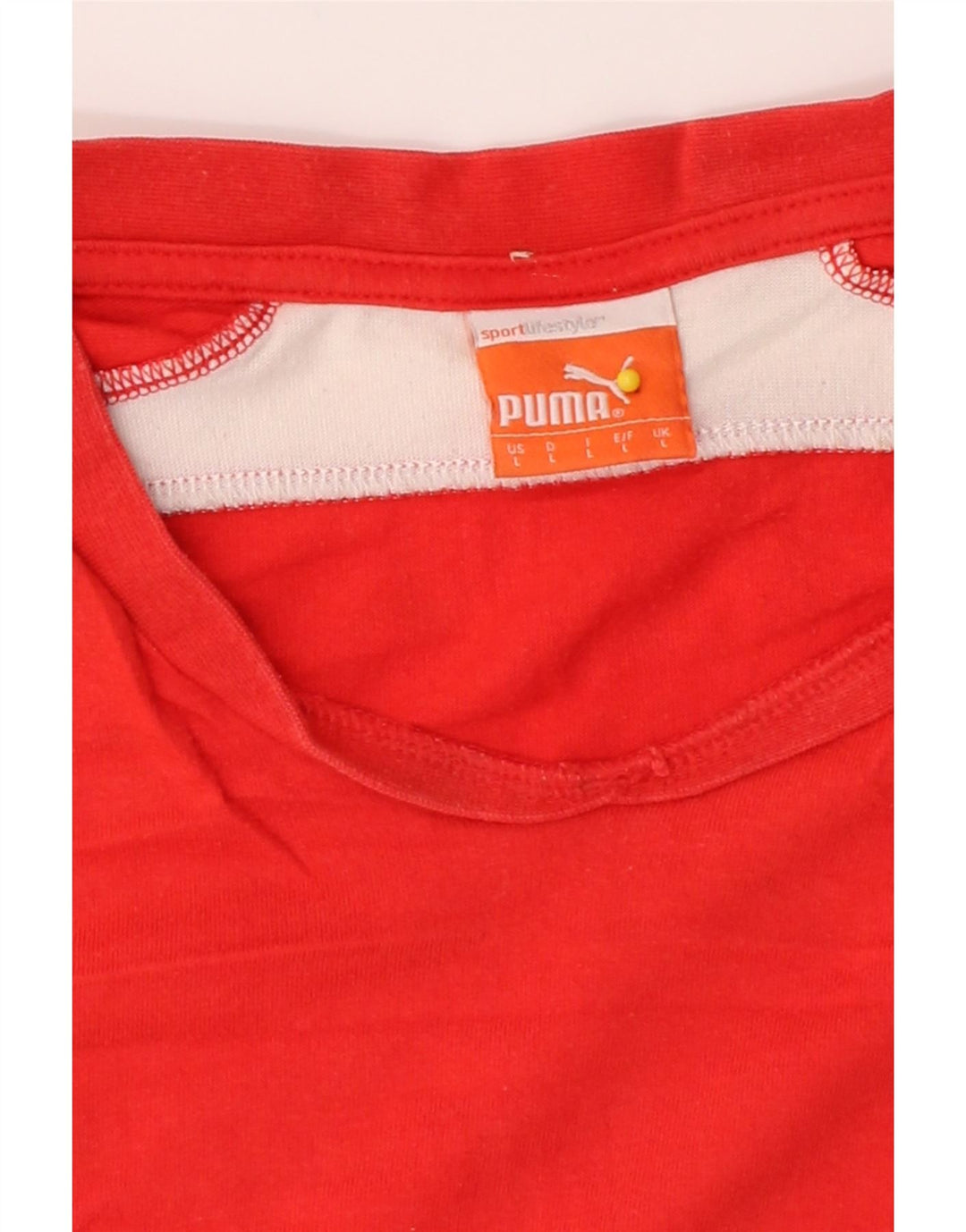 PUMA Mens T-Shirt Top Large Red Colourblock Polyester Vintage Puma and Second-Hand Puma from Messina Hembry 