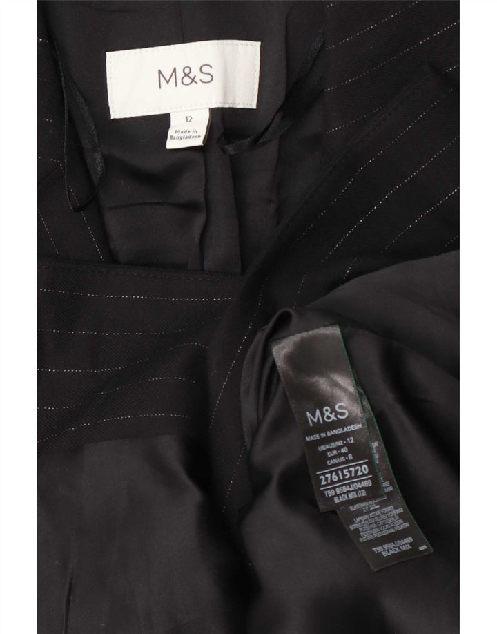 Marks & Spencer Womens 1 Button Blazer Jacket UK 12 Medium Black Striped