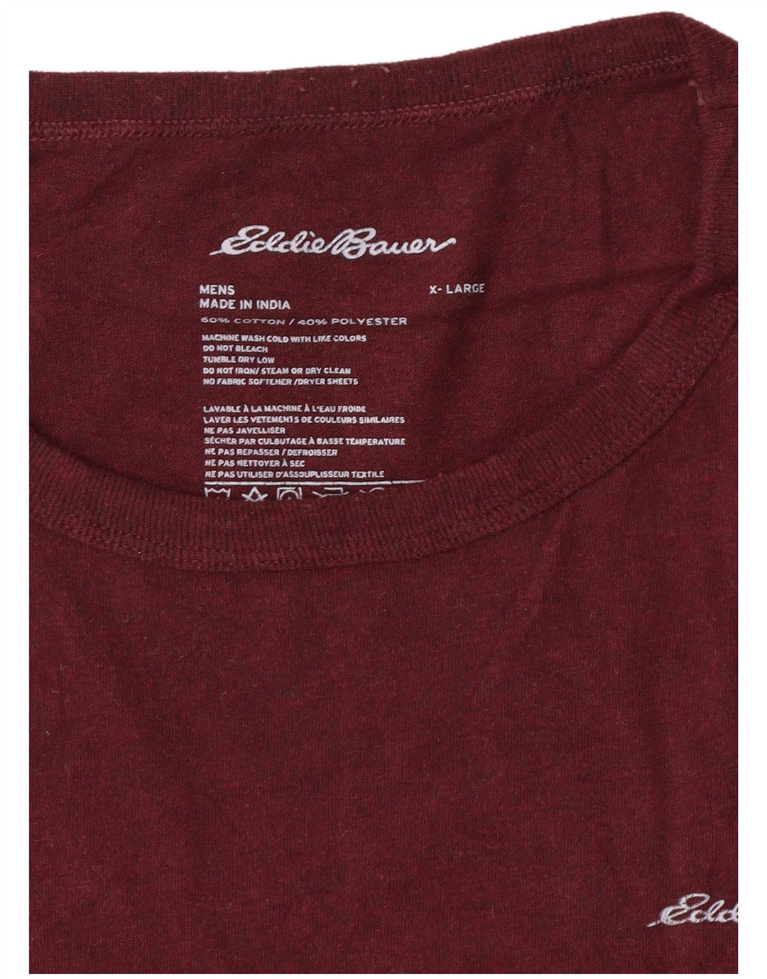 Eddie Bauer Mens T-Shirt Top XL Burgundy Cotton