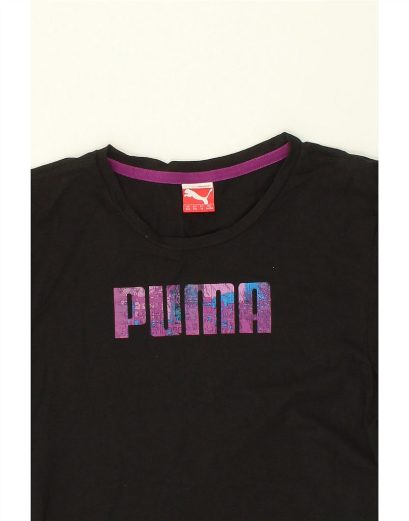 PUMA Mens Graphic T-Shirt Top Small Black | Vintage Puma | Thrift | Second-Hand Puma | Used Clothing | Messina Hembry 