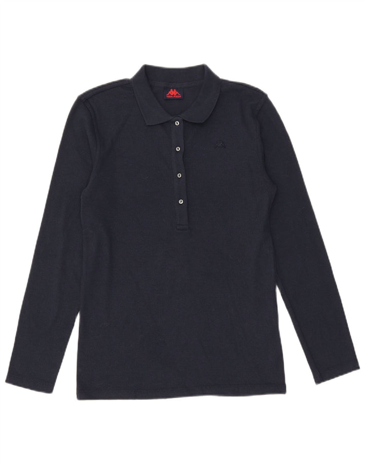 Kappa Womens Top Long Sleeve UK 12 Medium Navy Blue Cotton