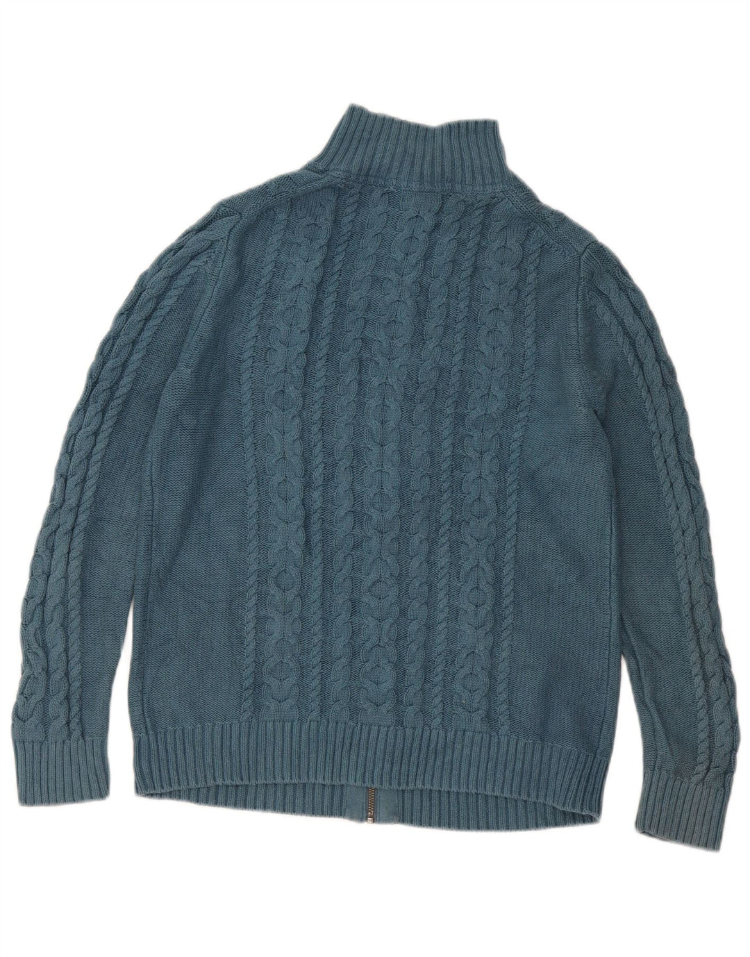 L.L.Bean Womens Cardigan Sweater UK 14 Medium Blue Cotton
