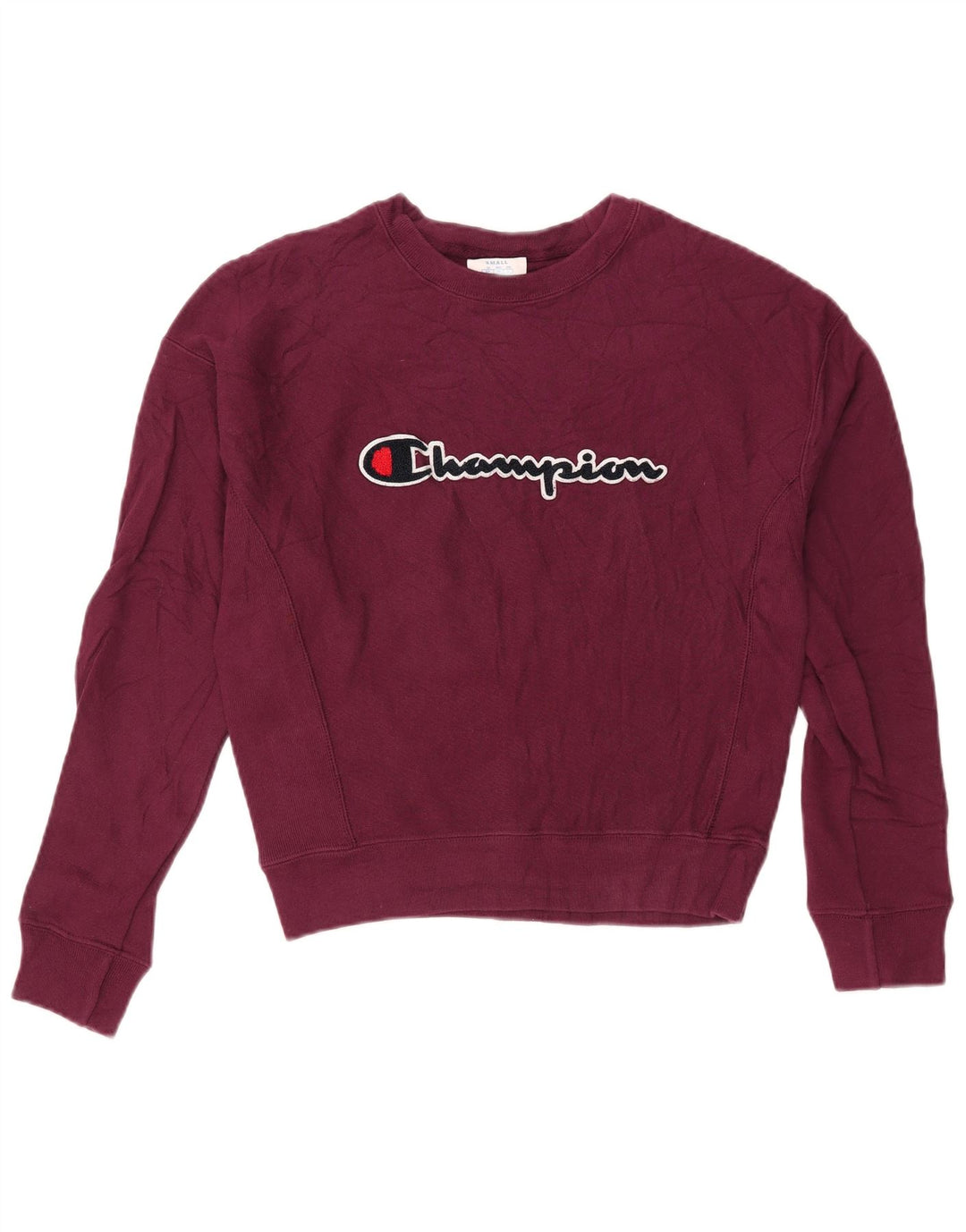 CHAMPION Womens Graphic Oversized Sweatshirt Jumper UK 10 Small Burgundy