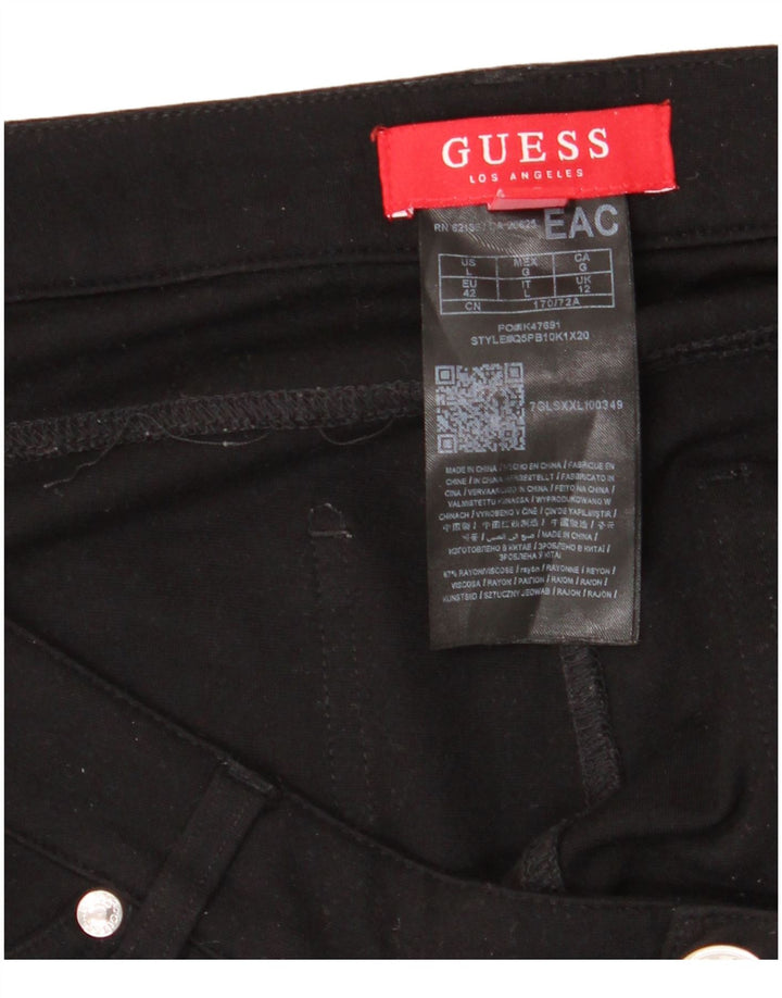GUESS Womens High Waist Skinny Casual Trousers UK 12 Medium W34 L27 Black