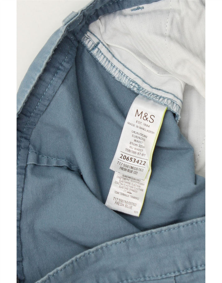 Marks & Spencer Mens Chino Shorts W32 Medium Blue Cotton