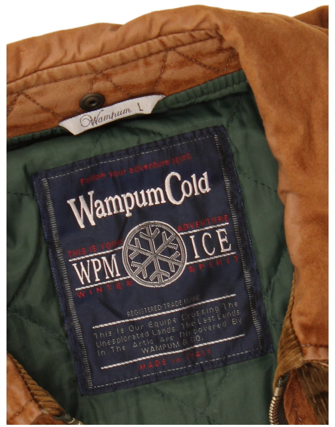 WAMPUM Mens Fleece Jacket UK 40 Large Brown Geometric