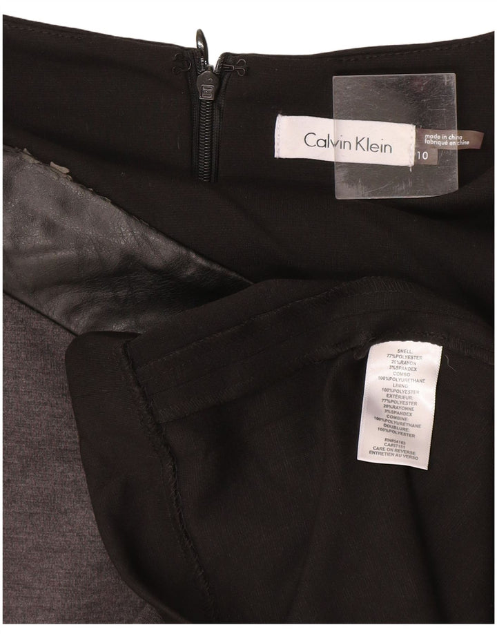 Calvin Klein Womens Sleeveless Sheath Dress US 10 Medium Black Colourblock