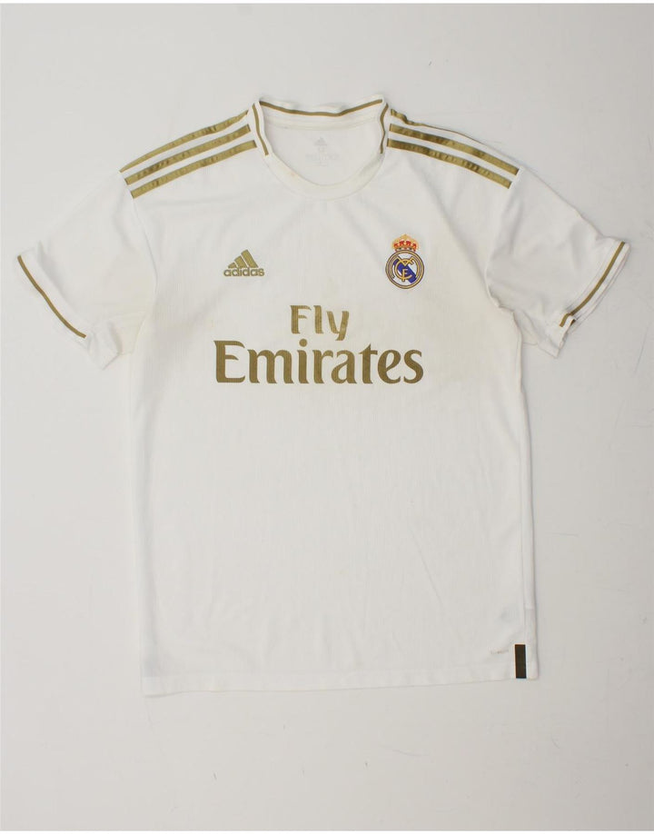 ADIDAS Mens Real Madrid Graphic T-Shirt Top Medium White Polyester