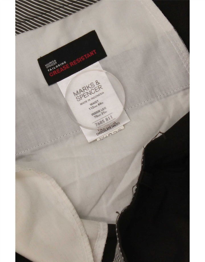 Marks & Spencer Mens Pegged Suit Trousers W44 L31 Brown Polyester