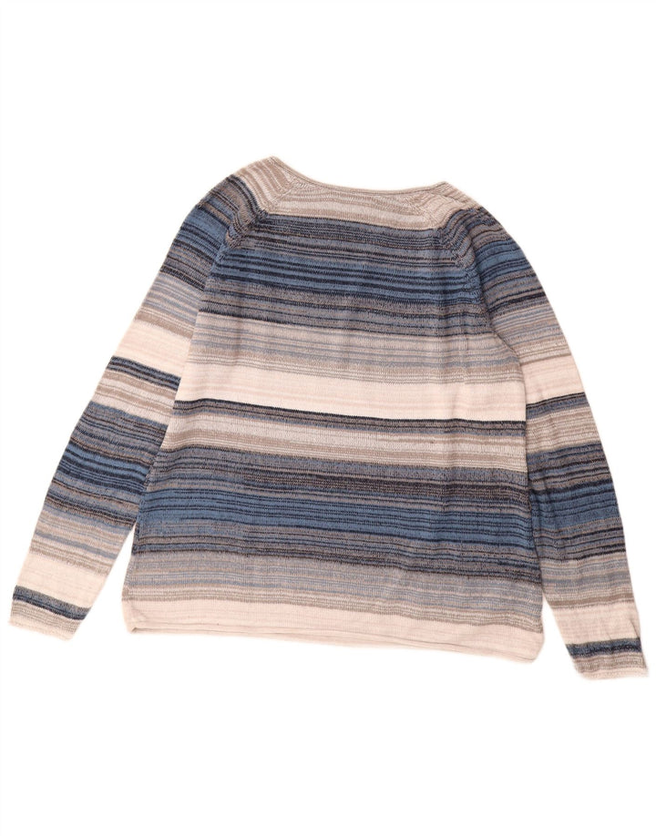 EDDIE BAUER Womens V-Neck Jumper Sweater UK 18 XL Multicoloured Striped