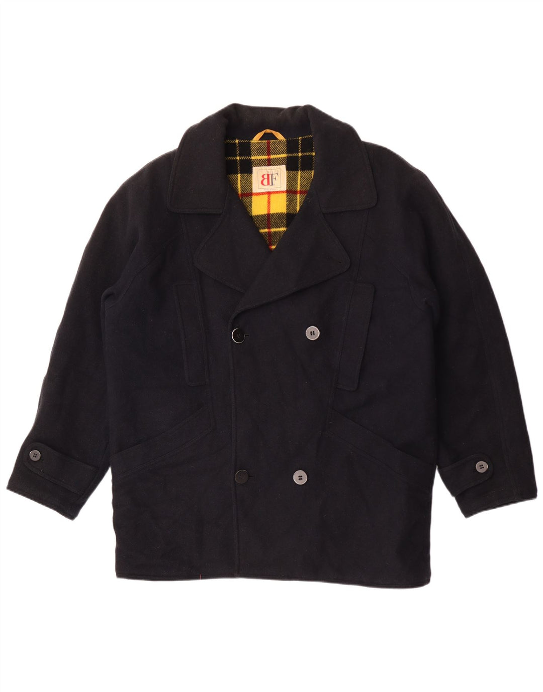Belfe & Belfe Mens Loose Fit Overcoat IT 48 Medium Navy Blue Wool