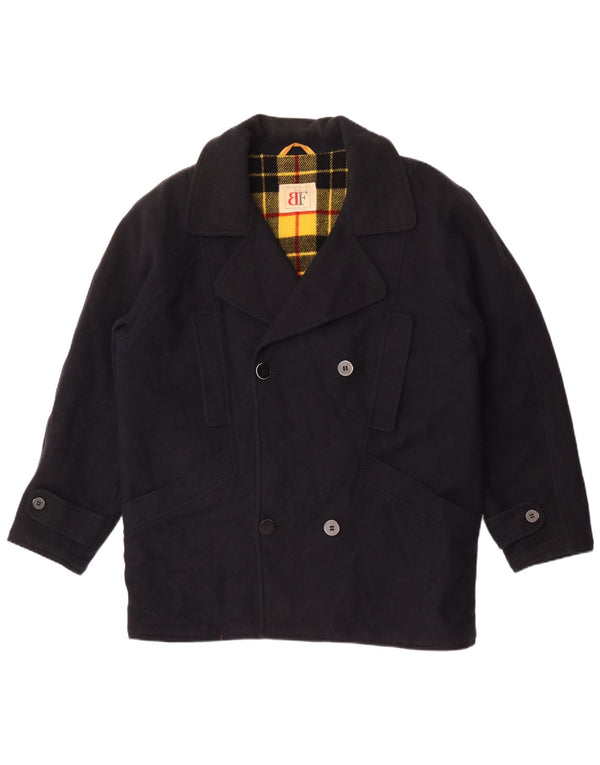 Belfe & Belfe Mens Loose Fit Overcoat IT 48 Medium Navy Blue Wool