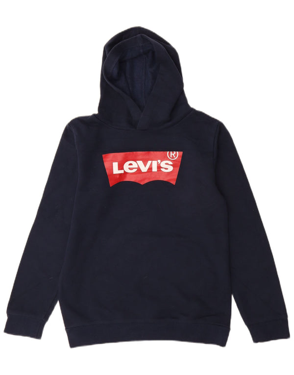 Levi's Girls Graphic Hoodie Jumper 13-14 Years XL Navy Blue Cotton