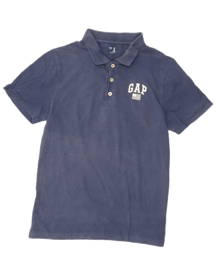 Gap Mens Graphic Polo Shirt Medium Blue Cotton