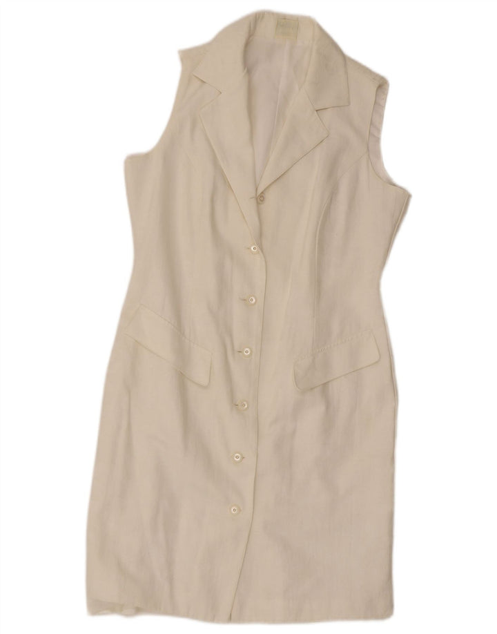 C&A Womens Sleeveless Shirt Dress UK 14 Medium White Polyester