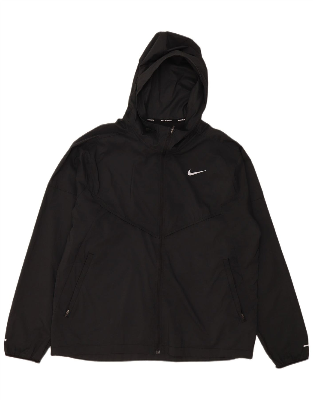 Nike Mens Hooded Tracksuit Top Jacket Large Black Polyester