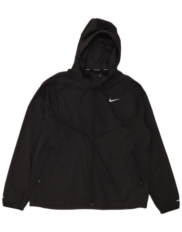 Nike Mens Hooded Tracksuit Top Jacket Large Black Polyester