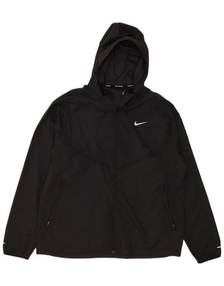 Nike Mens Hooded Tracksuit Top Jacket Large Black Polyester