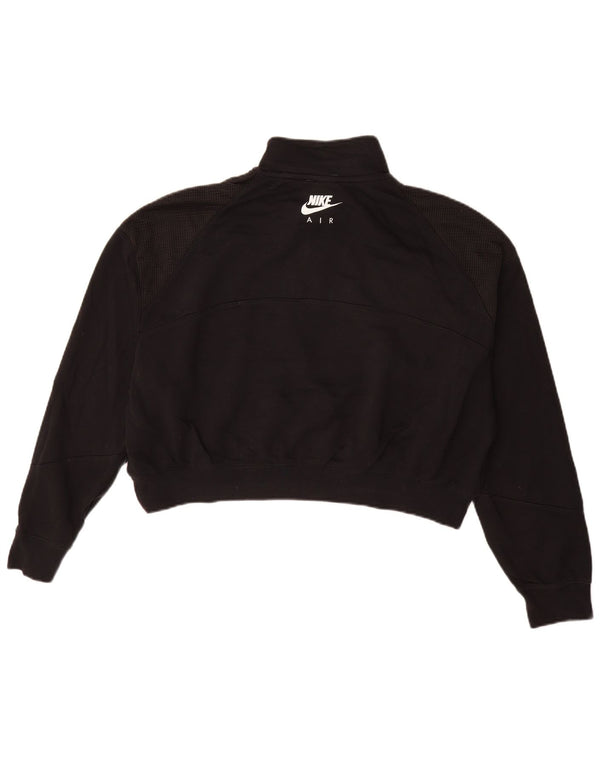 Nike Womens Oversized Crop Zip Neck Sweatshirt Jumper UK 16 Large Black