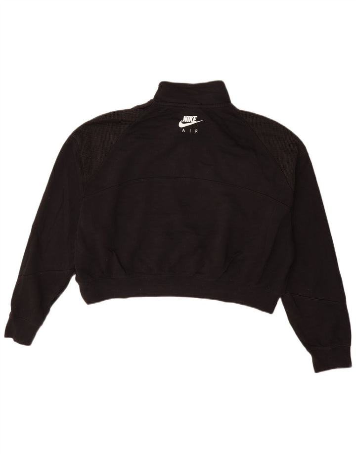 Nike Womens Oversized Crop Zip Neck Sweatshirt Jumper UK 16 Large Black