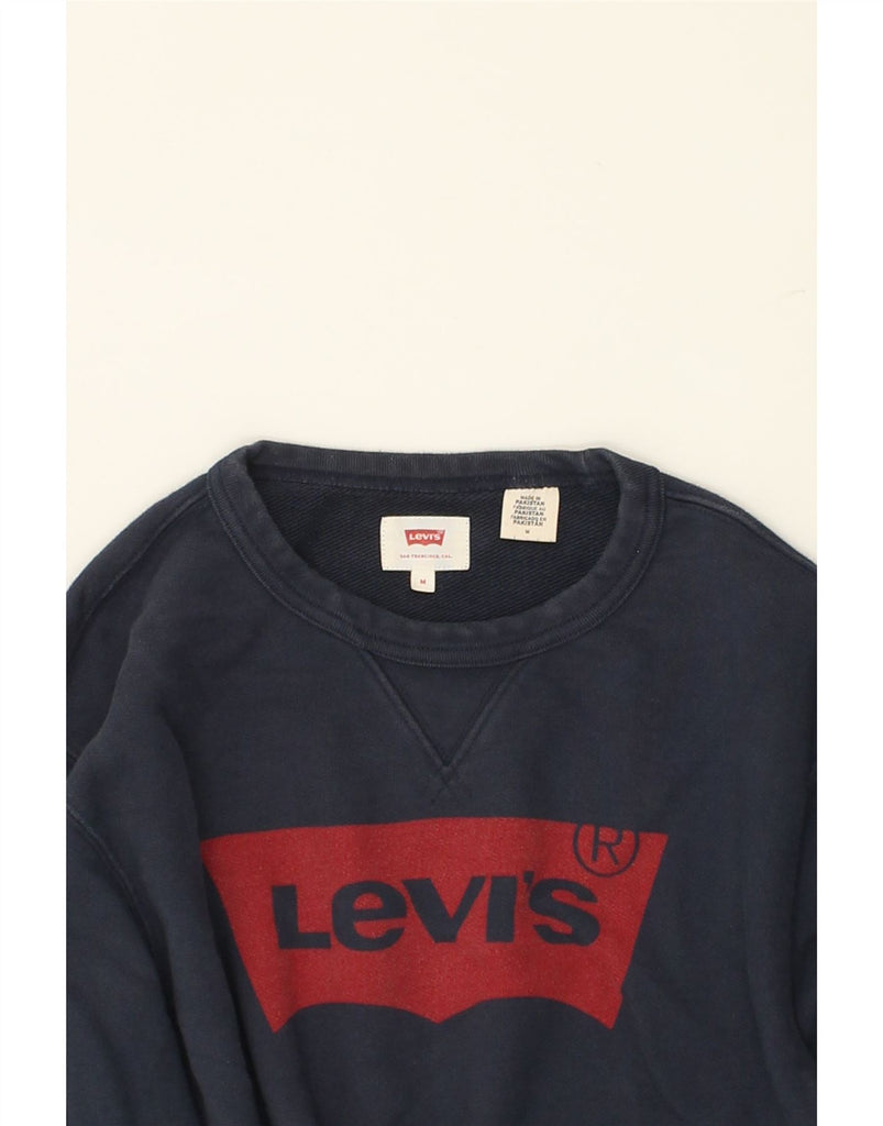 LEVI'S Mens Graphic Sweatshirt Jumper Medium Navy Blue Cotton | Vintage Levi's | Thrift | Second-Hand Levi's | Used Clothing | Messina Hembry 