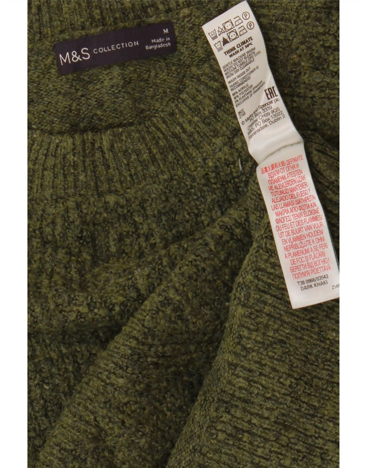 Marks & Spencer Womens Crew Neck Jumper Sweater UK 14 Medium Green Flecked