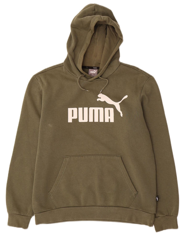 Puma Mens Graphic Hoodie Jumper Medium Khaki Cotton