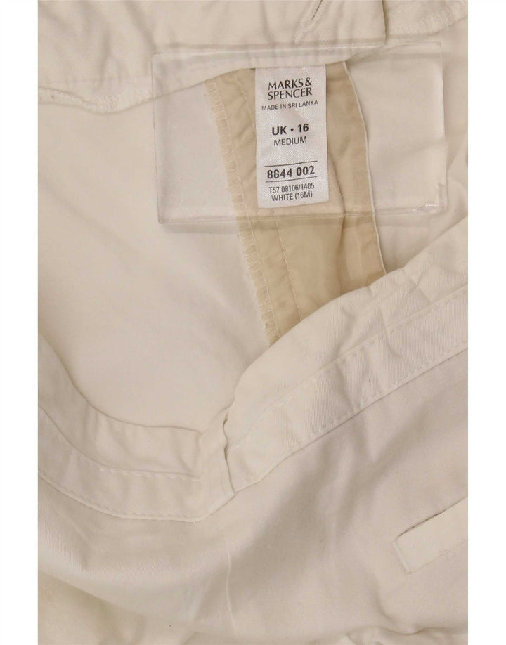 Marks & Spencer Womens Bermuda Shorts UK 16 Large W36 White Cotton
