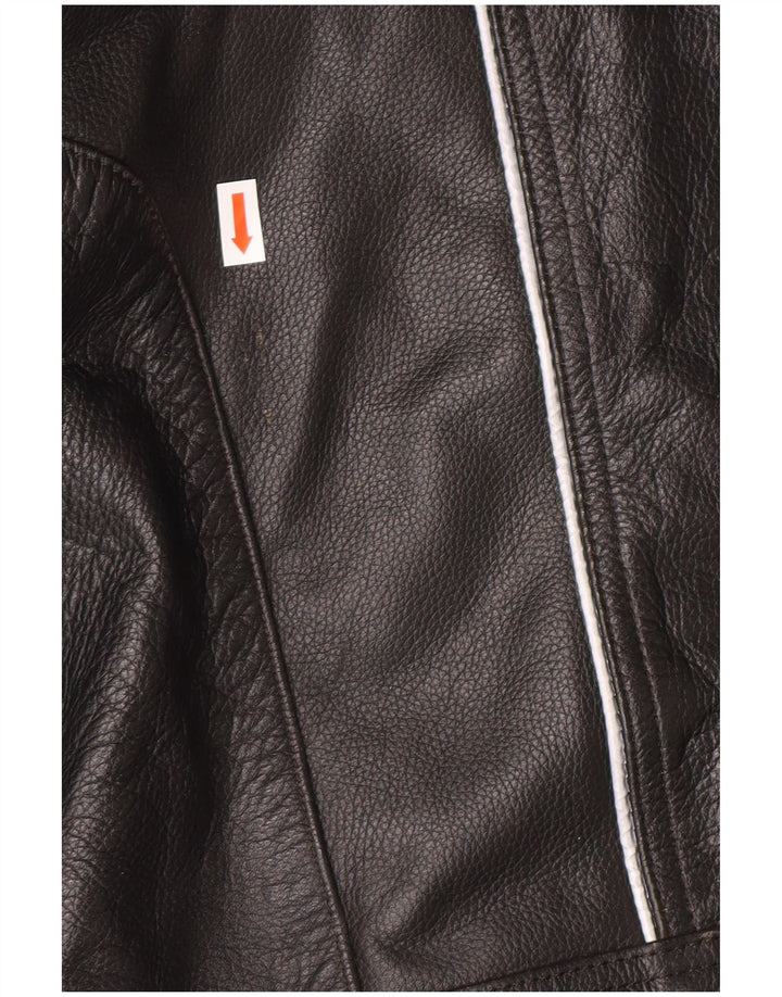 VINTAGE Mens Leather Racer Jacket UK 46 3XL Black Leather