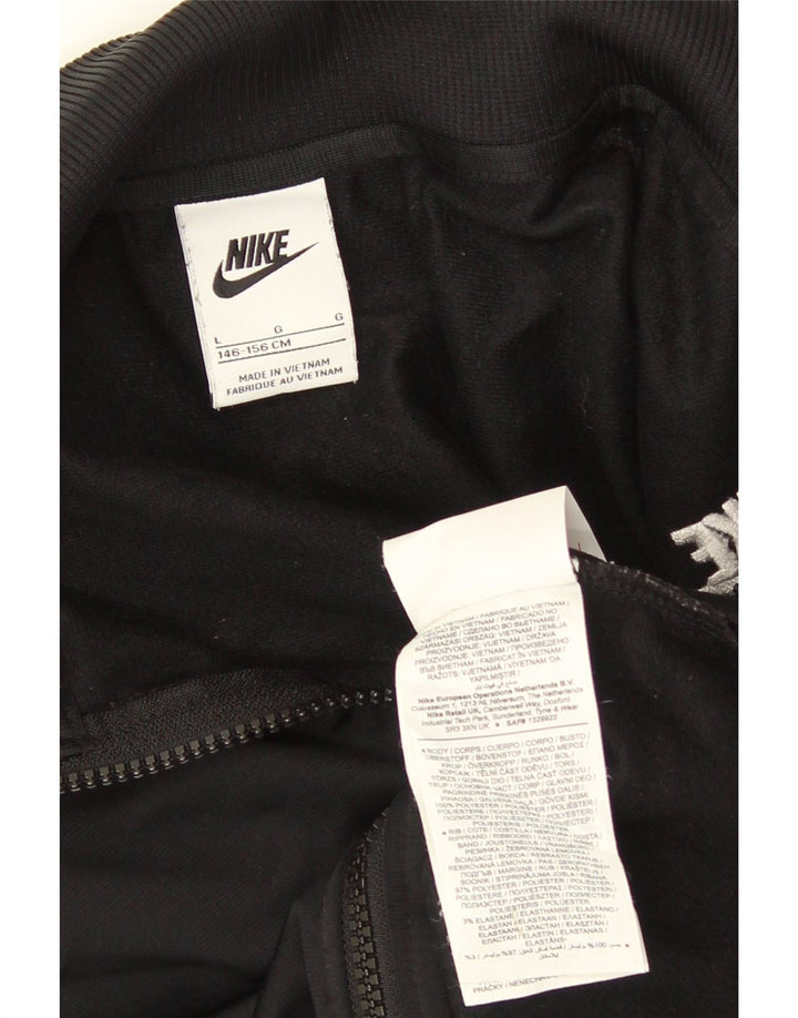 Nike Girls Crop Tracksuit Top Jacket 12-13 Years Large Black Polyester
