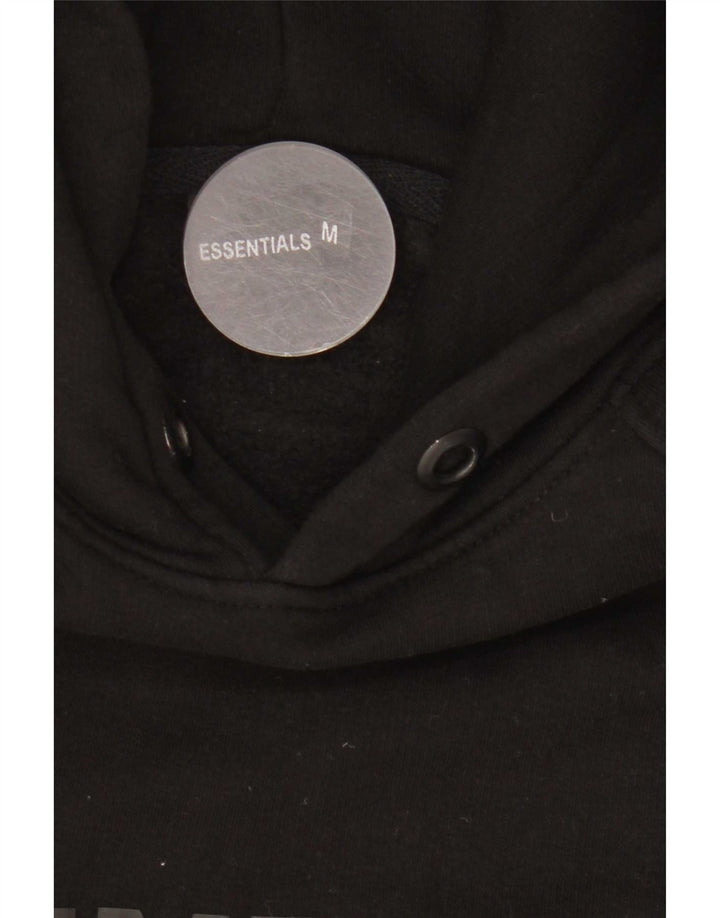 Essential Mens Graphic Hoodie Jumper Medium Black Cotton