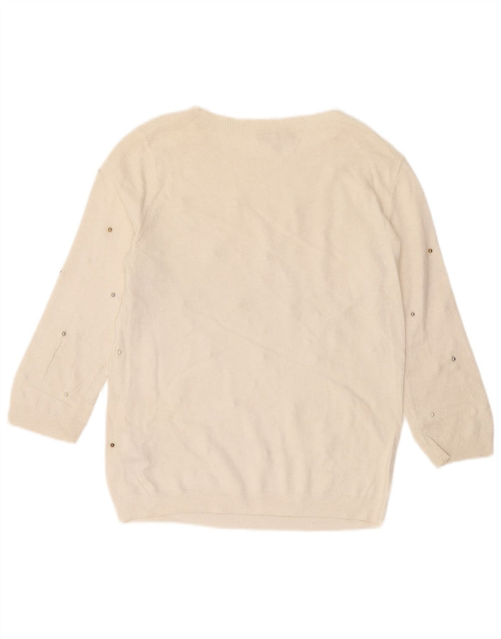Phase Eight Womens Boat Neck Jumper Sweater UK 8 Small Off White Spotted