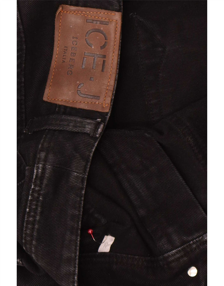 Iceberg Womens Straight Cropped Jeans W29 L25 Black Cotton