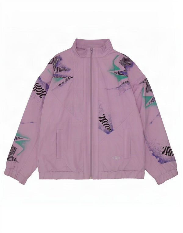 Maser M Womens Oversized Tracksuit Top Jacket US 10 Large Purple Geometric