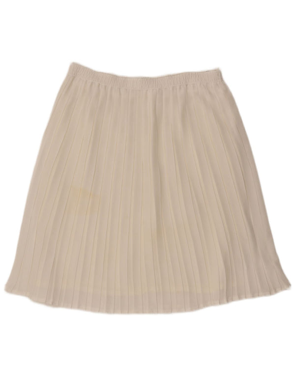 Vintage Womens Pleated Skirt W36 XL Off White Polyester