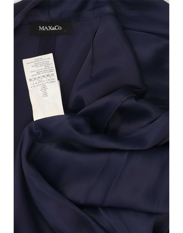 Max & Co. Womens 3/4 Sleeve Open Blazer Jacket UK 6 XS Navy Blue Viscose