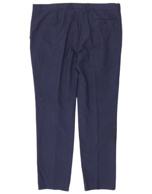 Marks & Spencer Mens Super Slim Fit Suit Trousers W38 L31 Blue Houndstooth