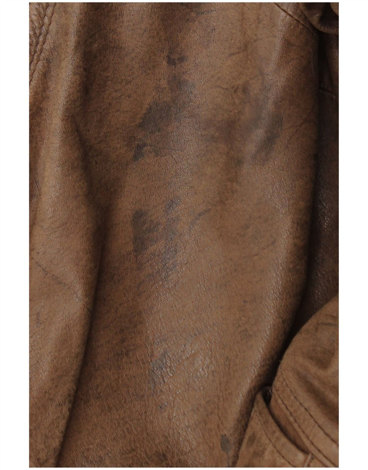 Vintage Womens Oversized Leather Jacket EU 44 XL Brown Leather