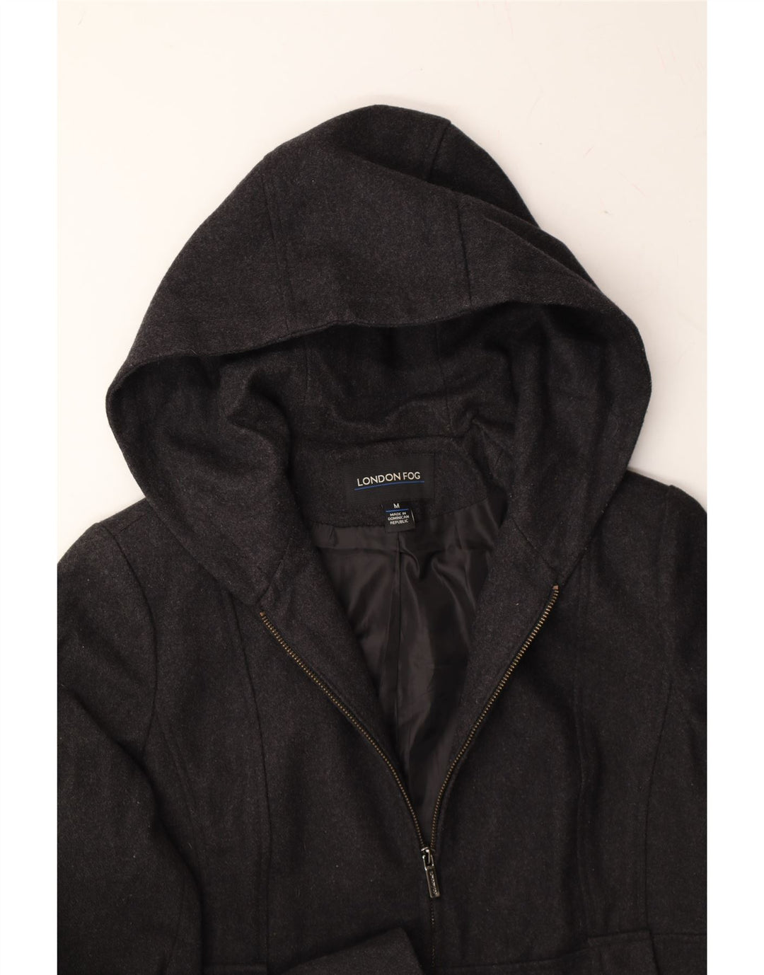 LONDON FOG Womens Hooded Overcoat UK 14 Medium Grey Wool Vintage London Fog and Second-Hand London Fog from Messina Hembry 