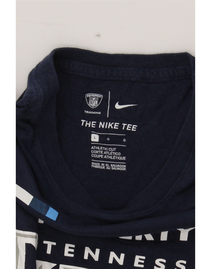 NIKE Mens Athletic Cut Graphic T-Shirt Top Large Navy Blue Vintage Nike and Second-Hand Nike from Messina Hembry 