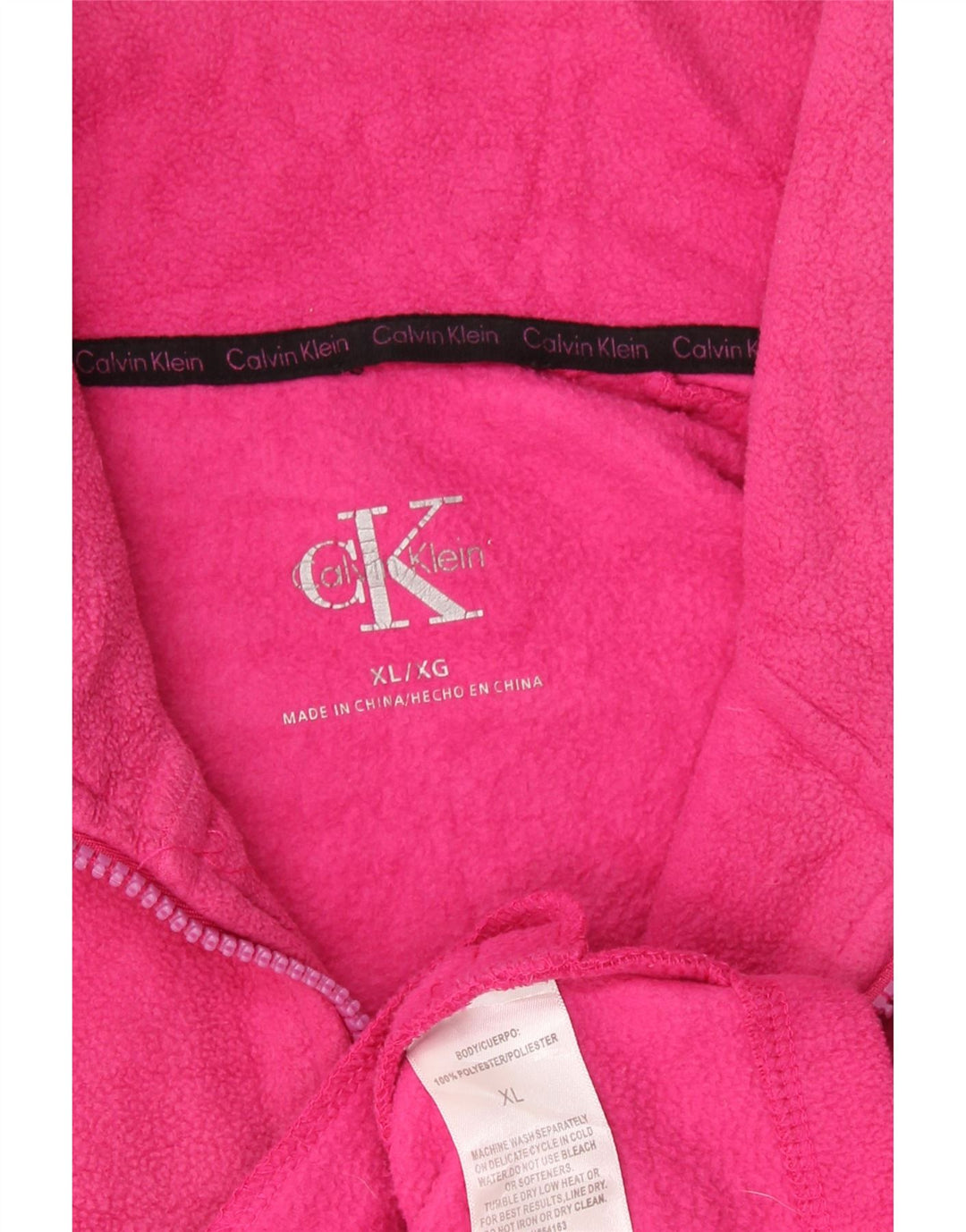 Calvin Klein Womens Graphic Fleece Jacket UK 18 XL Pink Polyester