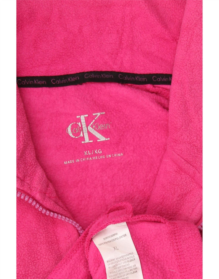 Calvin Klein Womens Graphic Fleece Jacket UK 18 XL Pink Polyester