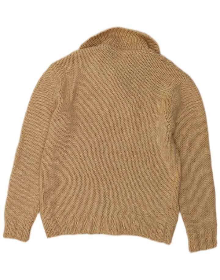 Zara Mens Shawl Neck Jumper Sweater XL Brown Acrylic